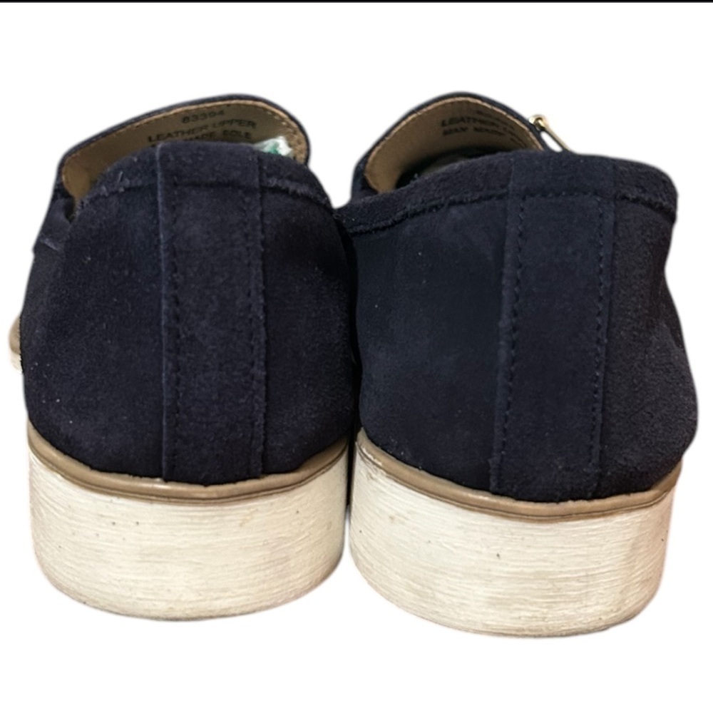 Enzo Tesoti Leather Suede Low Heel Loafer Sz 8.5 US (39 EU) Navy w/ Gold Accent - Picture 10 of 13